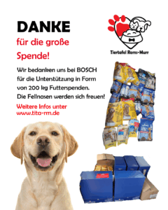 Spendenpost Danke an Bosch Ternahrung