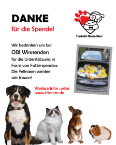 Spendenpost Danke an Obi Winneden